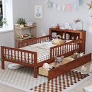 Bed With Headboard Storage Rack, 2 Under Bed Drawers, 3 Side Guardrails For Safety by Unique Piece Furniture