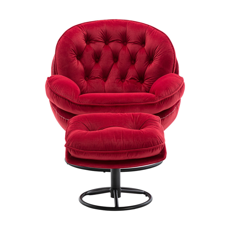Accent chair TV Chair Living room Chair with Ottoman-RED