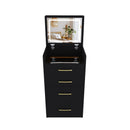 3 In 1 Vanity Desk With Open Top Mirror, Glass Desktop Makeup Set With 3 Drawers, Compact Dressing Table For Bedroom - Black by HouseOfZazla