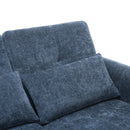 2-in-1 Sofa 82' Three-seater Sofa with Sofa Bed and Reversible Recliner, Blue Chenille