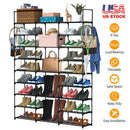 9 Tiers Shoe Rack Metal Shoe Storage Shelf Free Standing Large Shoe Stand 50-55 Pairs Shoe Tower Unit Tall Shoe Organizer with 2 HooksÊfor Entryway Cl