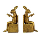 3.9x2.8x6.9' Sitting Rabbit Bookends With Antique Gold Finish by HouseOfZazla