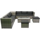 8 Piece Patio Sectional Wicker Rattan Outdoor Furniture Sof Set With One Storage Box Under Seat And Cushion Box - Gray / Black by HouseOfZazla