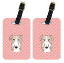 Checkerboard Pink Borzoi Luggage Tag