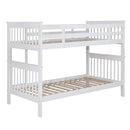Slatted - Headboard Twin / Twin Bunk Bed With Built In Ladder Design - White by HouseOfZazla