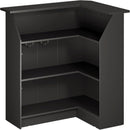 L-Shaped Home Bar Cabinet With Stemware Racks, 4 Tier Corner Unit, Liquor Wine Bar Table & Reception Desk For Home Pub - Black by HouseOfZazla