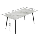 Dining Table with Sintered Stone Tabletop and Metal Legs, 70' Rectangular Modern Kitchen & Dining Room Table With 6 Dining Chairs