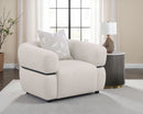 Jeanette Fabric Upholstered Round Arm Accent Chair Beige