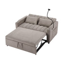 55.9" Convertible Sofa Bed Loveseat Sofa with Three USB Ports, Two Side Pockets, Two Cup Holders and 360Swivel Phone Holder for Living Room, Light Grey