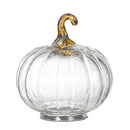 Set of 4 Clear Glass Pumpkin Decor