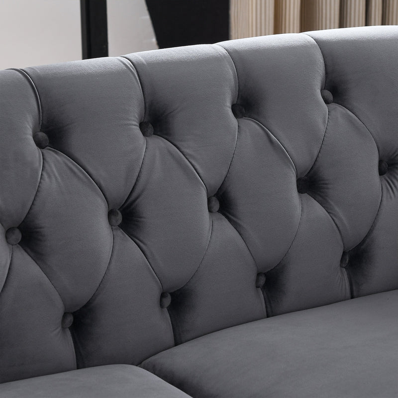 3-seater + 3-seater Combination sofa.Grey Velvet