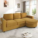 Modern L-Shaped Sectional Sofa With Curved Chaise, USB Ports, And Side Storage Pockets by Unique Piece Furniture