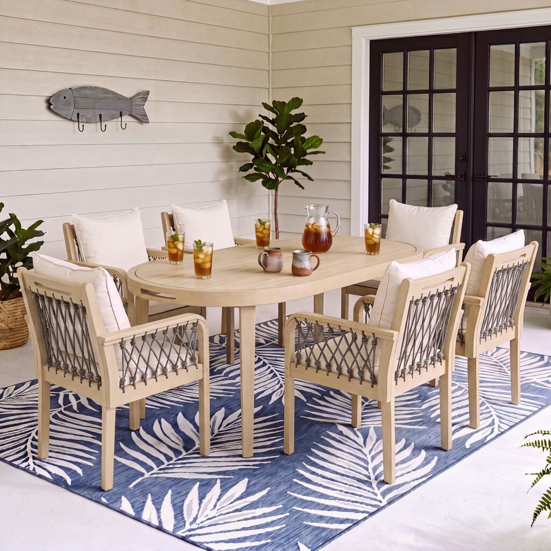 7-Piece Outdoor Acacia Wood Dining Set, photo 2 of 10