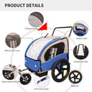 2-in-1 Double 2 Seat Bicycle Bike Trailer Jogger Stroller for Kids Children Foldable Collapsible w/Pivot Front Wheel