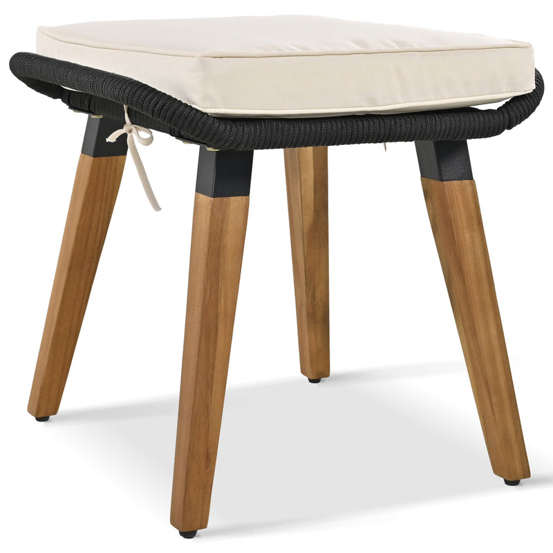 5 Pieces Patio Furniture Chair Sets, Patio Conversation Set With Wicker Cool Bar Table, Ottomans,Outdoor Furniture Bistro Sets for Porch,Backyard,Balcony,Poolside Black&Beige