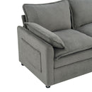 Modern Sofa Set With Double Layer Cushion And Side Storage Pockets