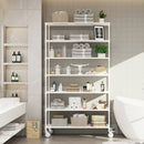 7 Tier Standing Shelf Units, 2800 LBS NSF Height Adjustable Metal Garage Storage Shelves with Wheels, Heavy Duty Storage Rack Metal Shelves - Black - 7T-2800LBS-WHITE