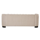 82" Mid Century Modern Sofa with Rubber Wood Legs, Velvet Upholstered Sofa Couch, Sofa with Thick Removable Seat Cushion, 3 Seater Sofa Couch for Living Room, Beige