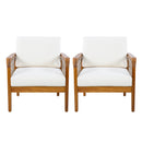 Outdoor Acacia Wood Club Chair with Handwoven Rope (Set of 2) by HouseOfZazla