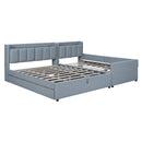 Upholstered Mother & Child Bed With Hydraulic Storage System, Drawer Box, Bedhead Storage Shelf And 2 Pairs Of Sockets & USB Ports