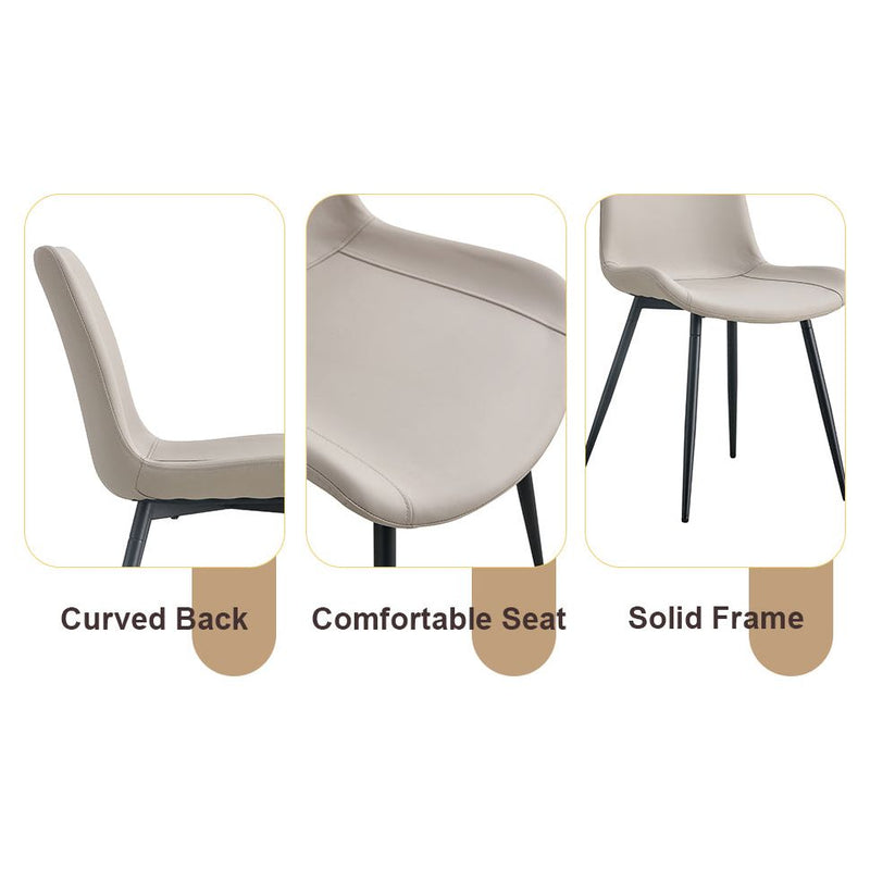 Table and chair set.Cozy Modern MDF Dining Set -67'x35.4' with 4 Gray  Artificial Leather Chairs With Curved Widened Cushion Design.Suitable for restaurants, kitchens, dining rooms,etc.