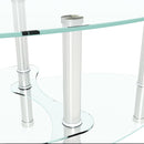 Transparent Oval Glass Coffee Table, Modern Table In Living Room Oak Wood Leg Tea Table 3-Layer Glass Table by HouseOfZazla