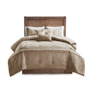 7 Piece Faux Suede Comforter Set Tan King
