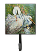 White Egret in the rain Leash or Key Holder Wall Hooks, Key Hooks Holder, Coat Rack Wall Mount, Coat Hooks, Hooks for Hanging Keys, Towels, Aprons, Leashes