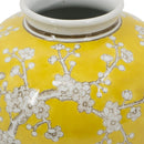 D8.7x9.1' Yellow and White Wide Curved Plum Blossom Vase by HouseOfZazla