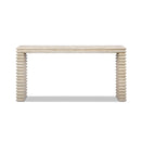 Veda 63' Reclaimed Wood Stacked Geometric Waterfall Console Table, Whitewashed Natural Reclaimed Pine Wood