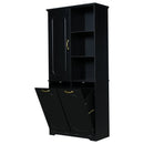 Freestanding Tall Storage Cabinet With 2 Tilt-Out Hampers by HouseOfZazla