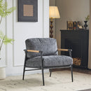 Modern Accent Chair With Plush Cushions and Wooden Armrests