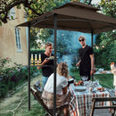 Outdoor Grill Gazebo With Double Tier Soft Top Canopy, Steel Frame, Bar Counters & Hook by HouseOfZazla