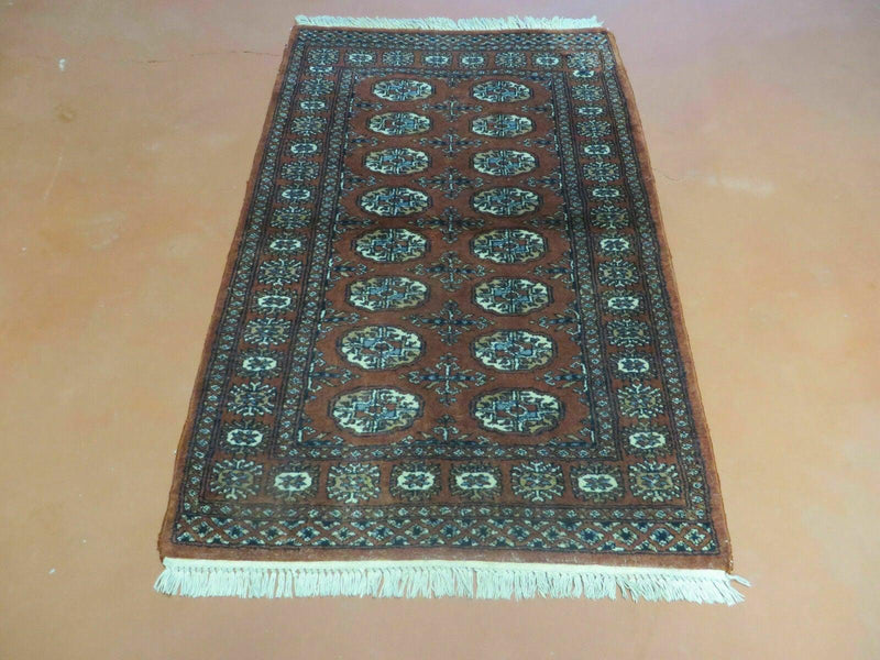 3' X 4' Vintage Handmade Pakistan Turkoman Bokhara Fine Woven Wool Rug