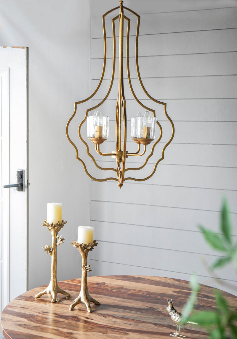 4 - Light Metal Chandelier, Hanging Light Fixture with Adjustable Chain for Kitchen Dining Room Foyer Entryway, Bulb Not Included