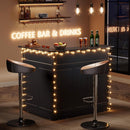 L-Shaped Home Bar Cabinet With Stemware Racks, 4 Tier Corner Unit, Liquor Wine Bar Table & Reception Desk For Home Pub - Black by HouseOfZazla