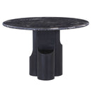 Kinton - Round Dining Table With Natural Marble Top - Black by Unique Piece Furniture