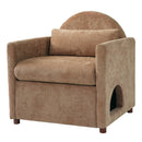 Coffee Pet Friendly Accent Chair with Hidden Pet Nook by HouseOfZazla