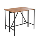 GO 5-Piece Outdoor Acacia Wood Bar Height Table And Four Stools With Cushions, Garden PE Rattan Wicker Dining Table, Foldable Tabletop, High-Dining Bistro Set, All-Weather Patio Furniture, Brown by Montret