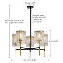 5 Light Chandelier, Textured Glass Pendant Light, (Not Including The Bulb) For Living Room - Black / Gold by HouseOfZazla