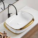 Vessel Sink Above Counter Vanity Basin - Gold / White / Milk White by HouseOfZazla