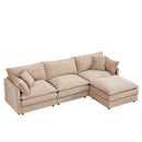 Modular L-Shaped Sectional Sofa Set with Movable Ottoman, Chenille, Coffee, 105 Inches