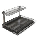 2-Tier Pull Out Under Sink Organizer Cabinet Organizer With Sliding Drawer Tray L-Shaped Slide Out Storage Shelves For Bathroom Kitchen Cabinet