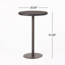 Outdoor Round Rattan Bar Table With Iron Frame - Multi Brown by HouseOfZazla