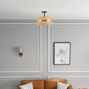 Twinkle - Double Lights Semi Flush With Shade - Black / Rattan