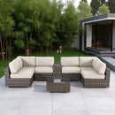 Elegant 4 Person Wicker Patio Seating Set With Cushions And Glass Top Table by HouseOfZazla