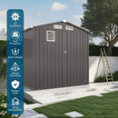 6X3.5FT Compact Metal Outdoor Storage Shed with Peaked Roof and Lockable Door, Gray, by Montret