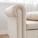 Chaise Lounge Indoor, Lounge Chair For Bedroom With Storage & Pillow, Modern Upholstered Rolled Arm Chase Lounge For Sleeping With Nailhead Trim For Living Room Bedroom Office by HouseOfZazla
