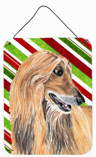 Afghan Hound Candy Cane Holiday Christmas Wall or Door Hanging Prints SC9498DS1216