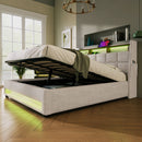 Upholstered Platform Bed With A Hydraulic Storage System, LED And USB Charging (Without Mattress) by HouseOfZazla